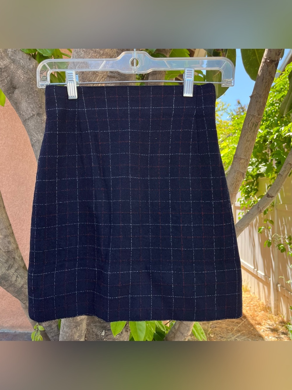 Vintage 90s Sarah Rowland Plaid Mini Skirt in Navy Blue.